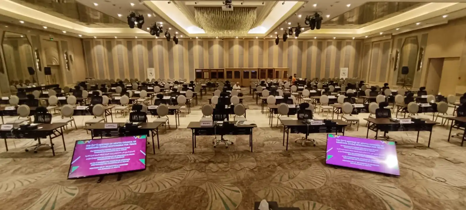 AV and multilingual event equipment setup
